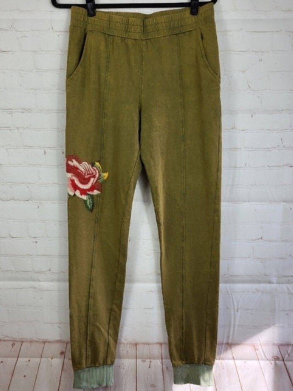 Jaded Gypsy Rose Garden embroidered joggers